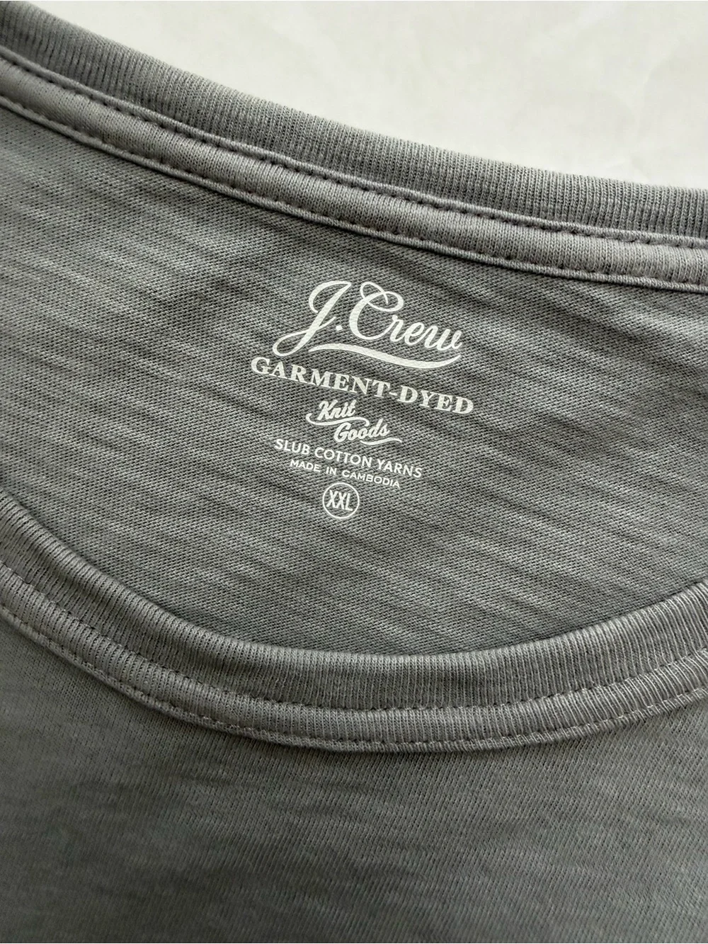 J Crew GARMENT-DYED SLUB COTTON XXL men’s gray short sleeve T Shirt